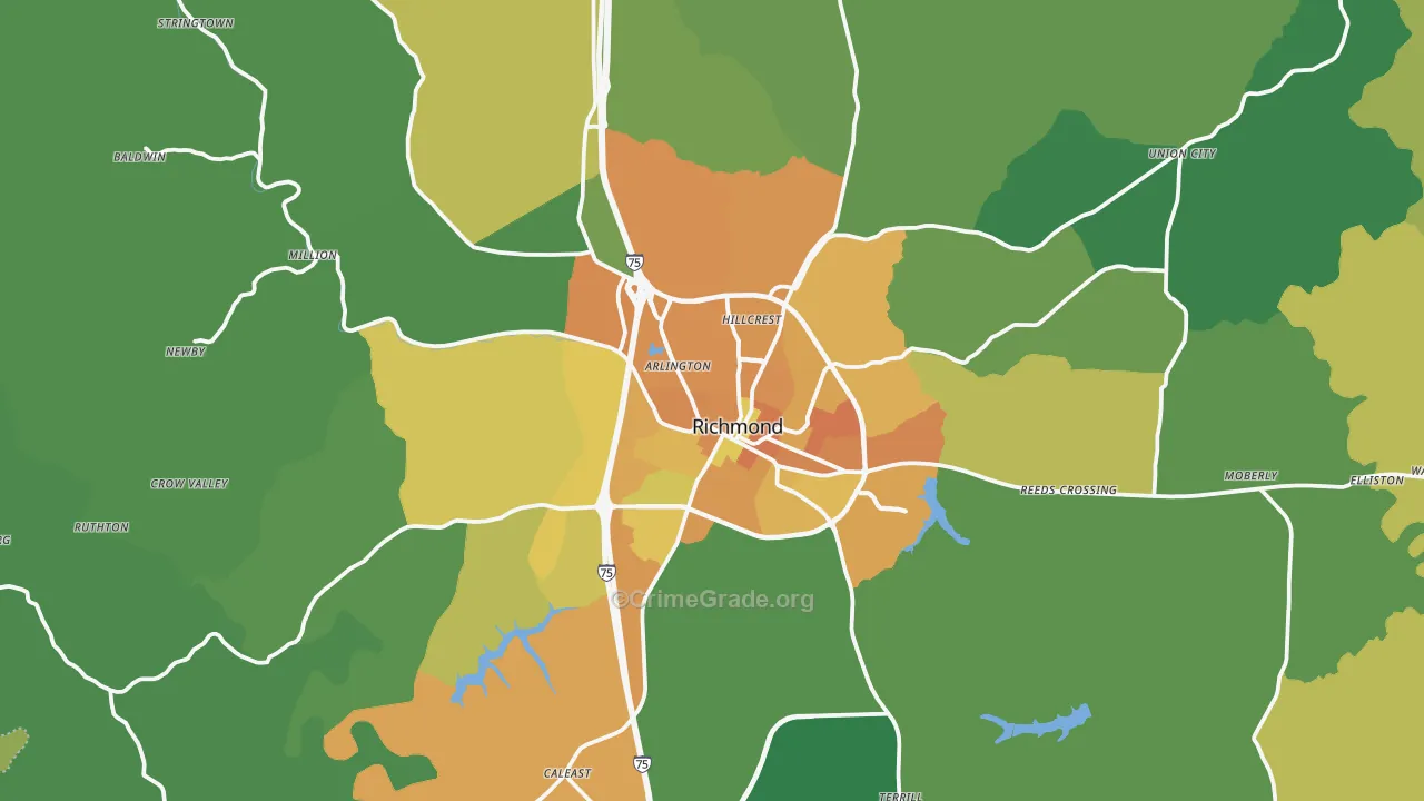 Richmond, KY Map of Murder Rates