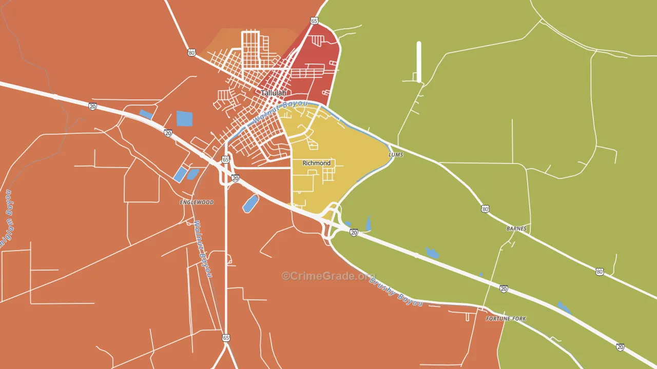 Richmond, LA Map of Murder Rates