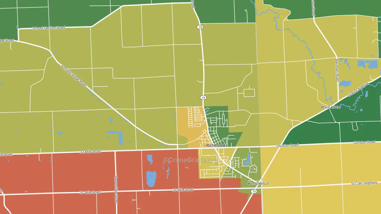 Richmond, MI Map of Murder Rates