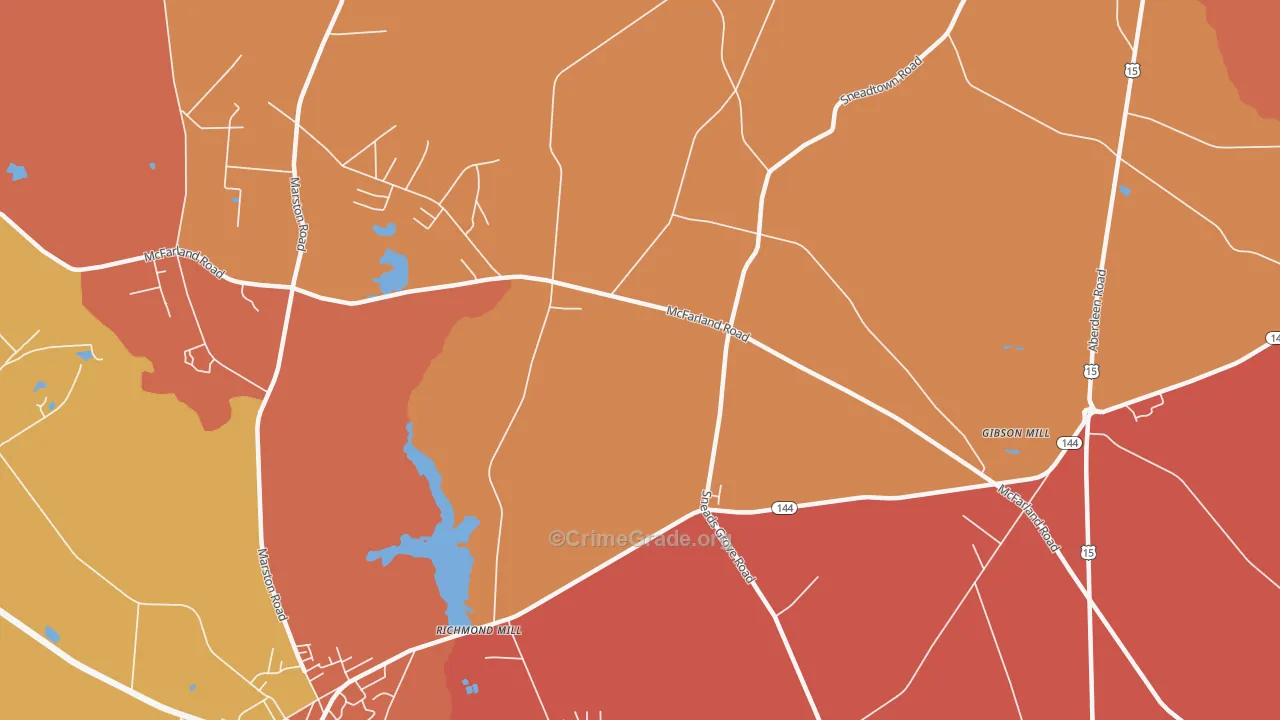 Richmond Mills, NC Map of Murder Rates
