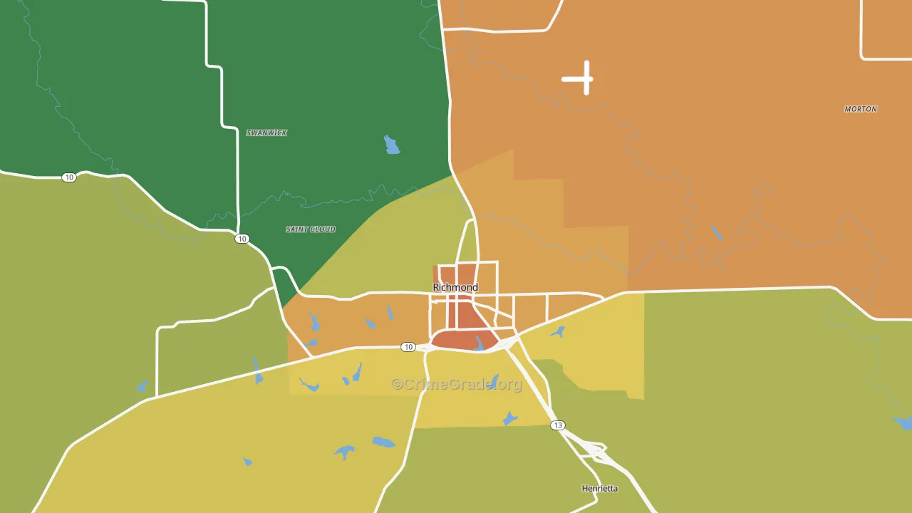 Richmond, MO Map of Murder Rates