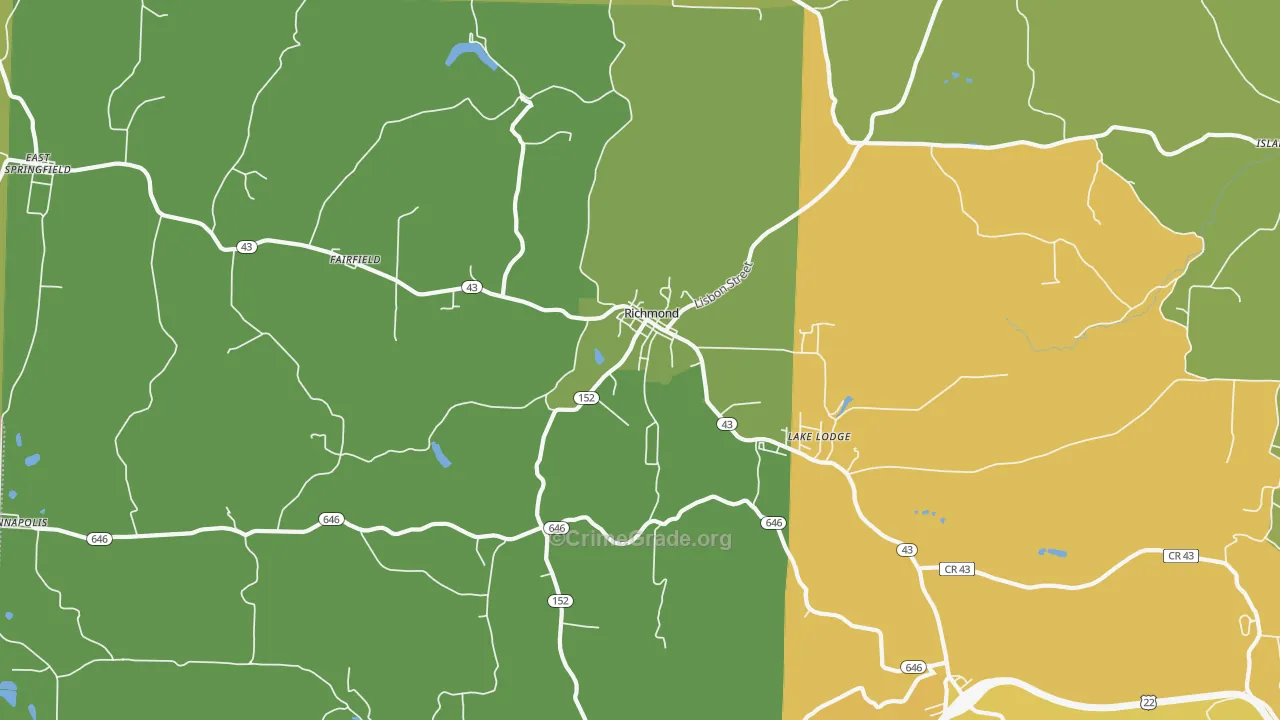 Richmond, OH Map of Murder Rates
