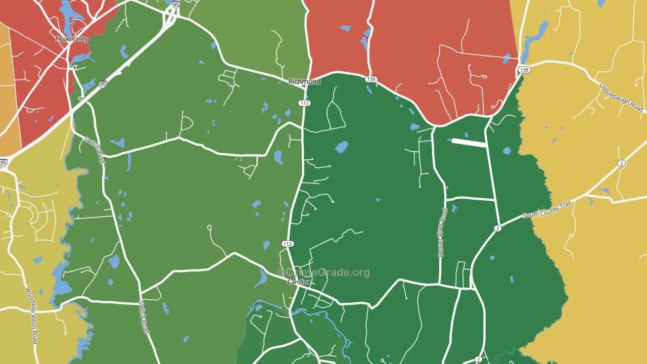 Richmond, RI Map of Murder Rates