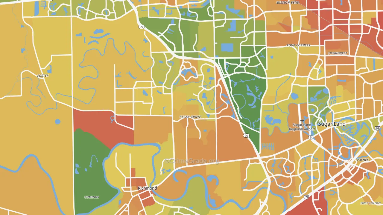 Richmond, TX Map of Murder Rates