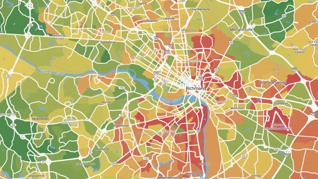 Richmond, VA Map of Murder Rates