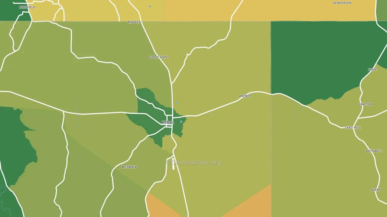 Richton, MS Map of Murder Rates