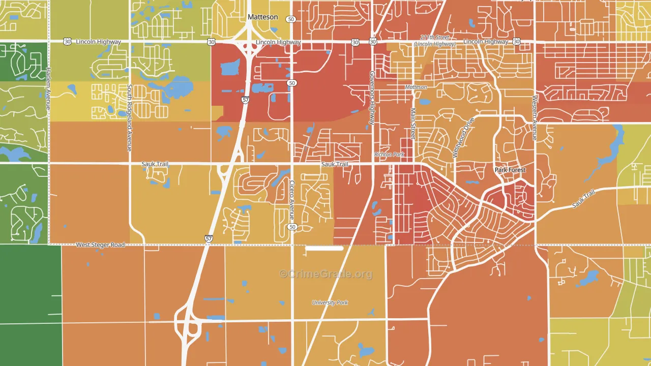 Richton Park, IL Map of Murder Rates