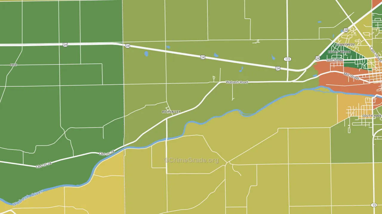Richvalley, IN Map of Murder Rates