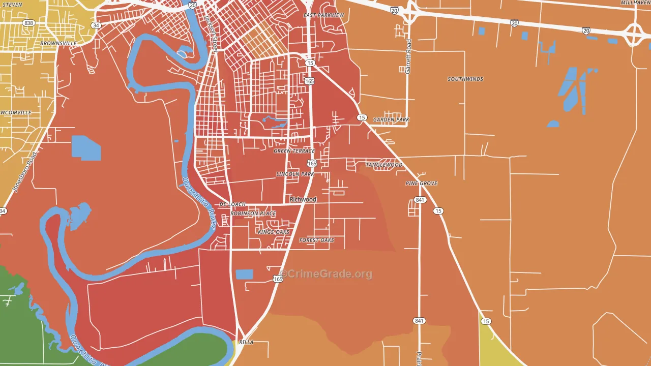Richwood, LA Map of Murder Rates