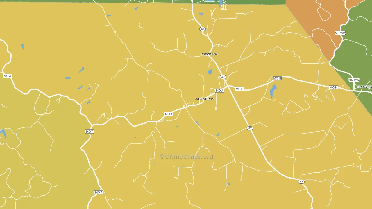 Richwoods, MO Map of Murder Rates