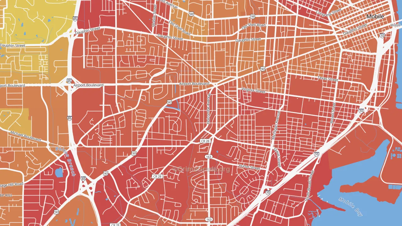 Rickarby, Mobile, AL Map of Murder Rates
