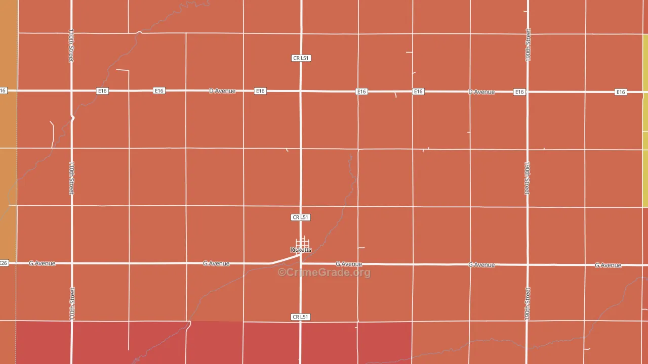 Ricketts, IA Map of Murder Rates