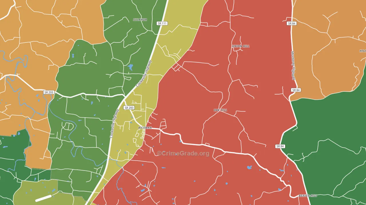 Rickman, TN Map of Murder Rates