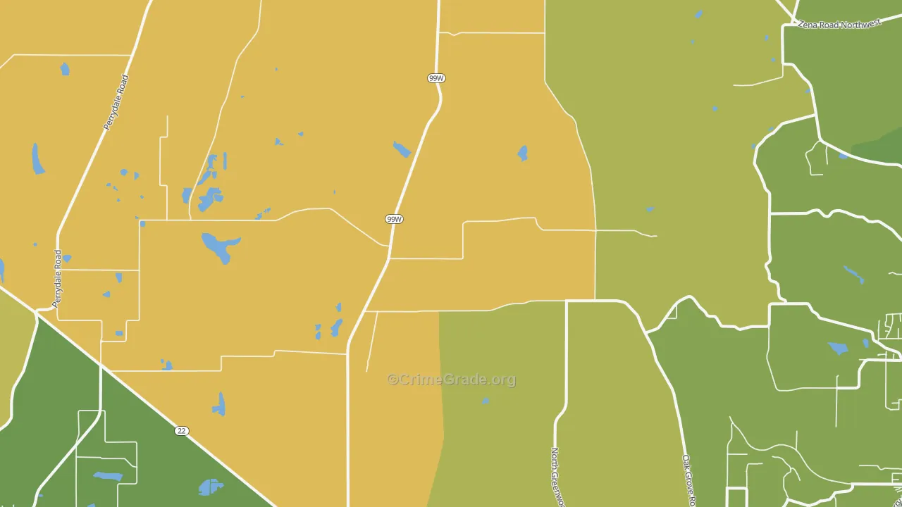 Rickreall, OR Map of Murder Rates