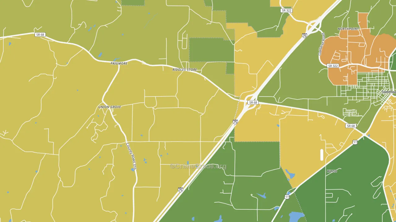 Riddles Store, TN Map of Murder Rates