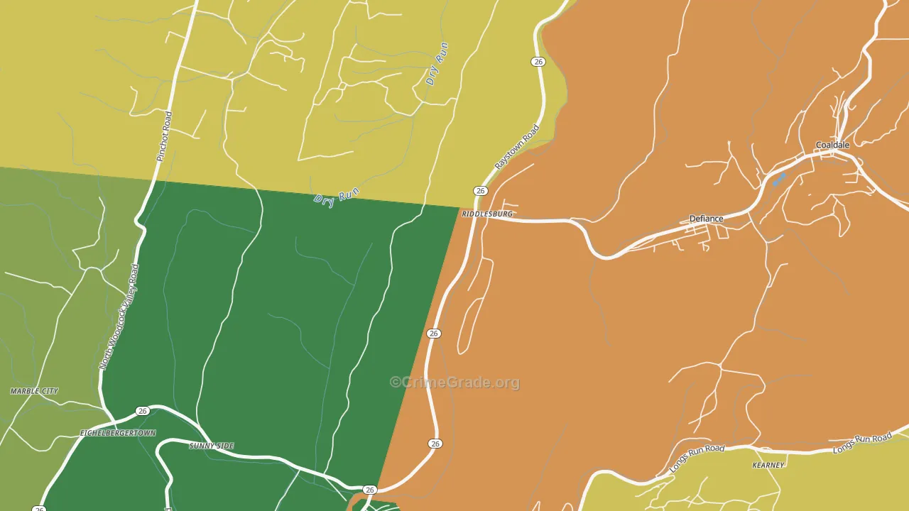 Riddlesburg, PA Map of Murder Rates