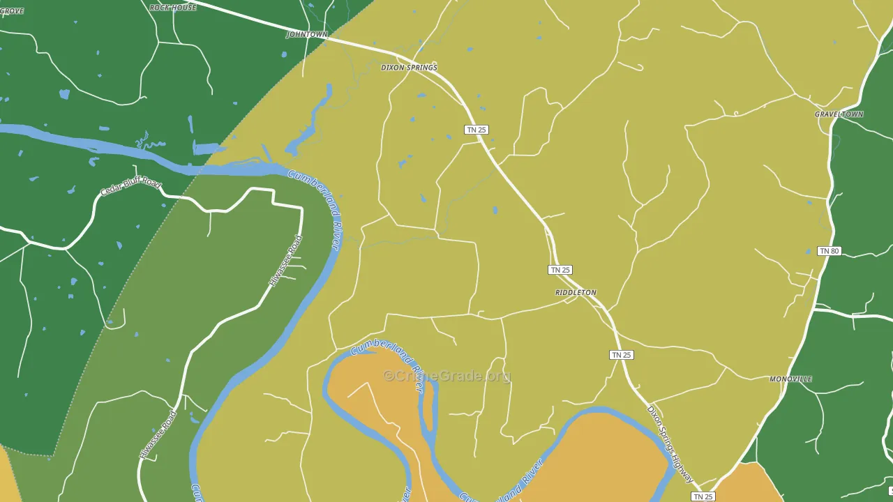 Riddleton, TN Map of Murder Rates