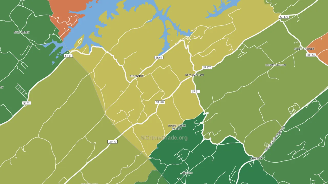 Ridenour, TN Map of Murder Rates