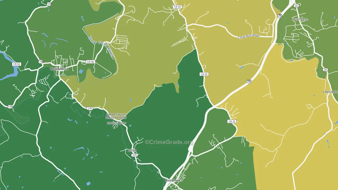 Rider, WV Map of Murder Rates