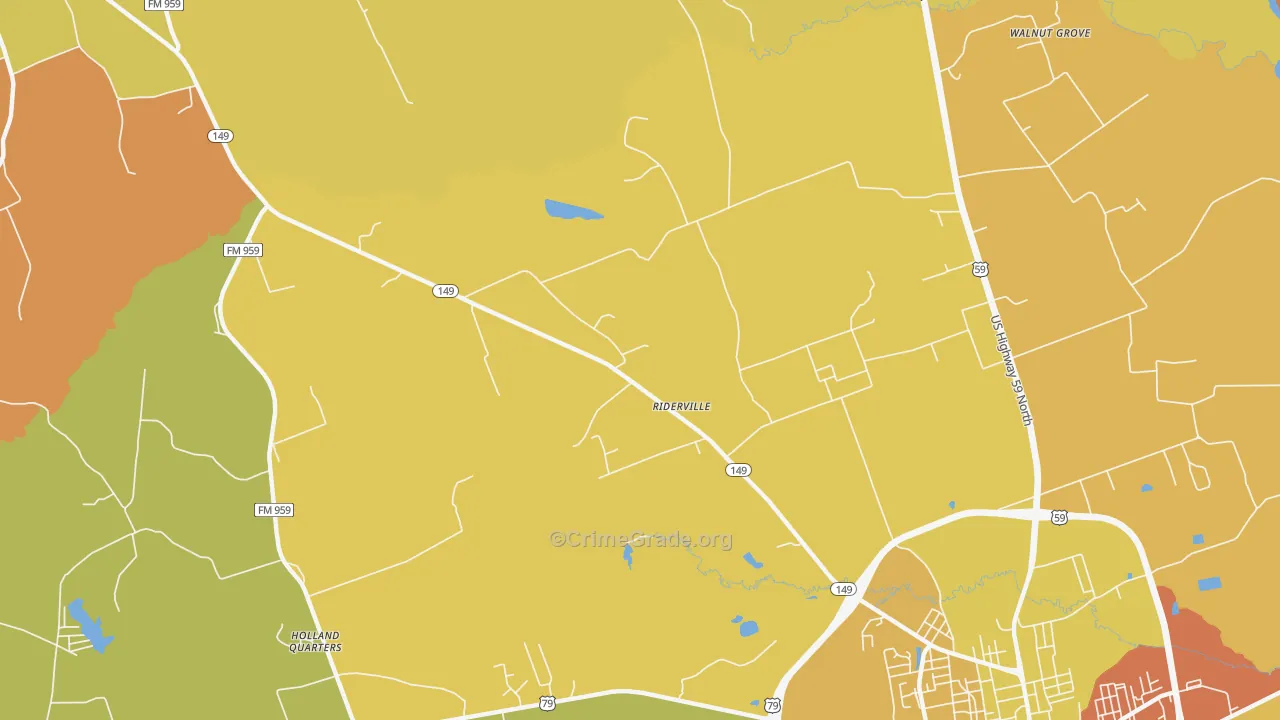 Riderville, TX Map of Murder Rates