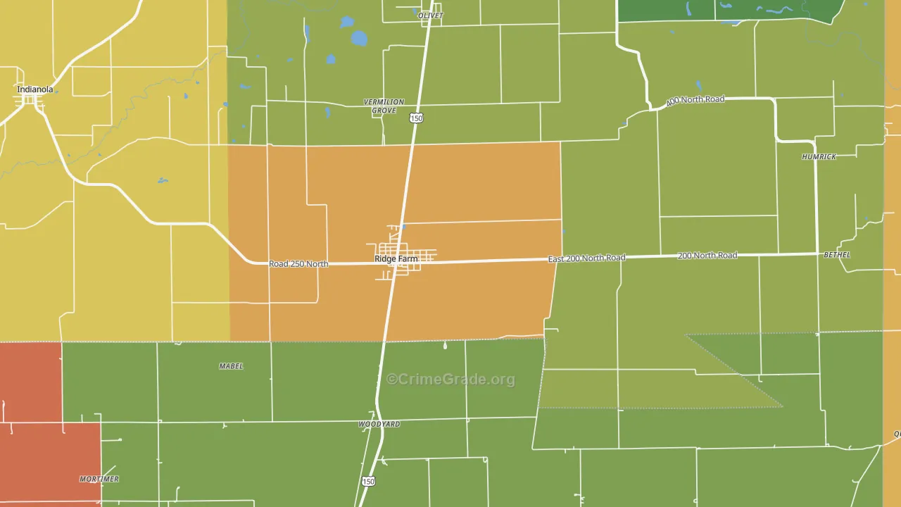 Ridge Farm, IL Map of Murder Rates