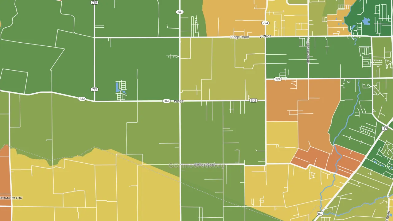 Ridge, LA Map of Murder Rates