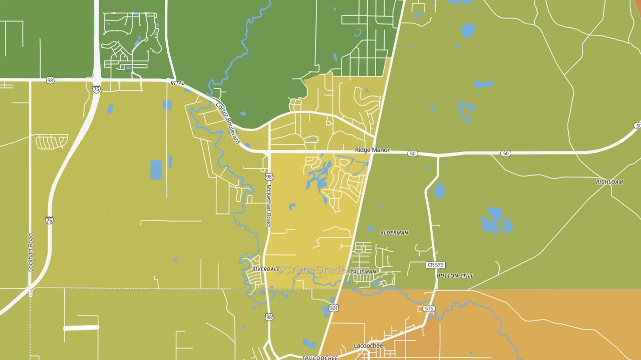 Ridge Manor, FL Map of Murder Rates