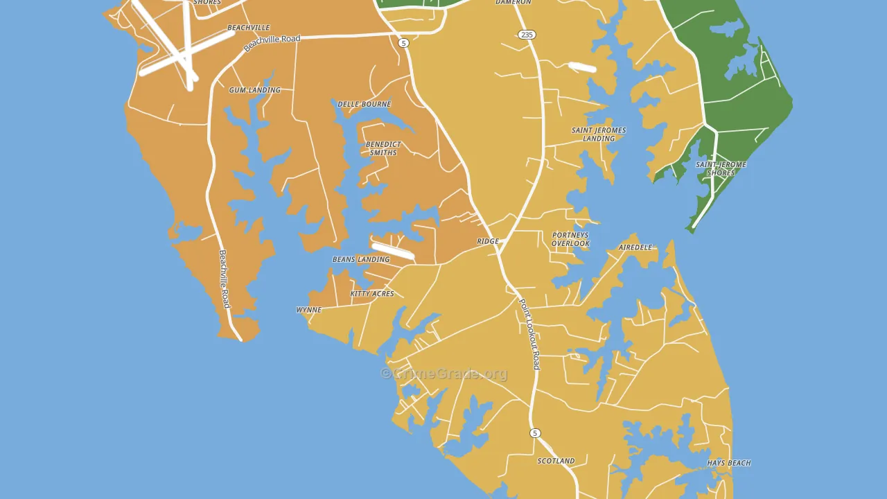 Ridge, MD Map of Murder Rates