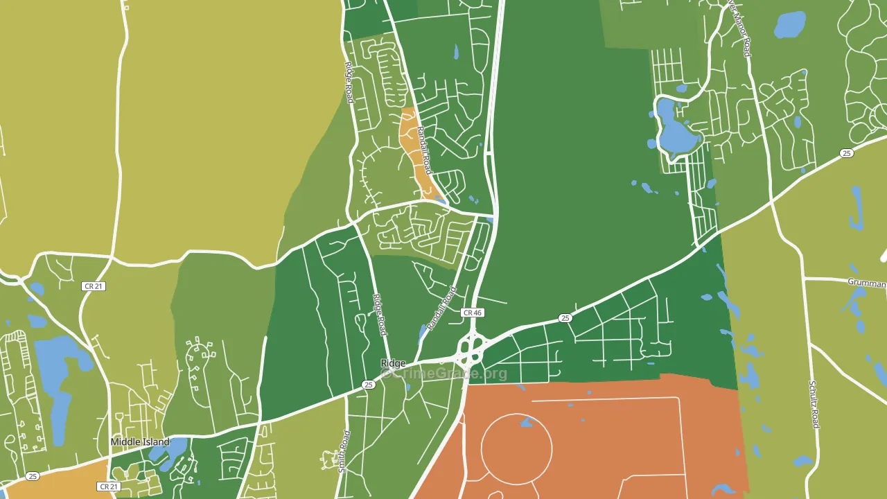 Ridge, NY Map of Murder Rates