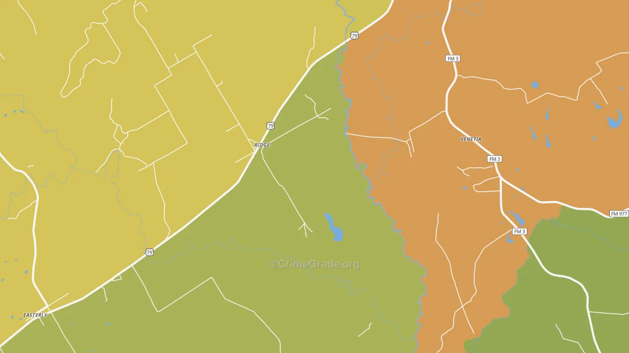 Ridge, TX Map of Murder Rates