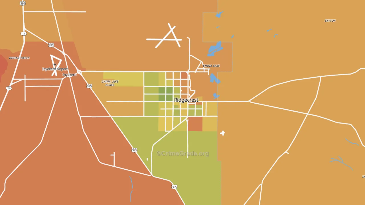 Ridgecrest, CA Map of Murder Rates