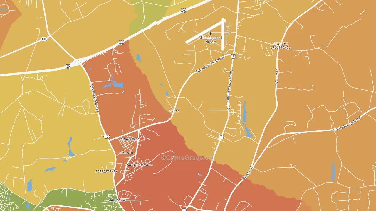 Ridgecrest, SC Map of Murder Rates