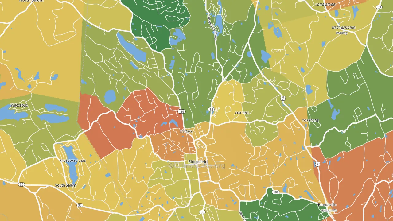 Ridgefield, CT Map of Murder Rates