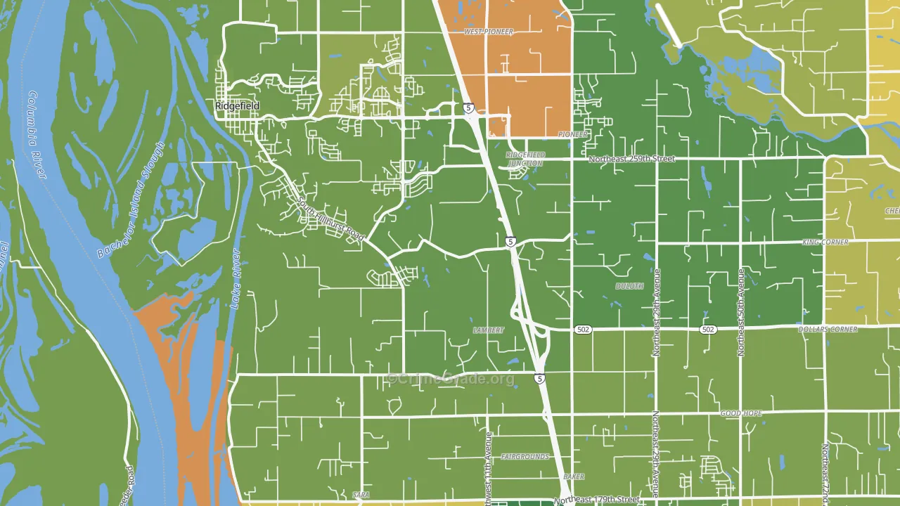 Ridgefield, WA Map of Murder Rates