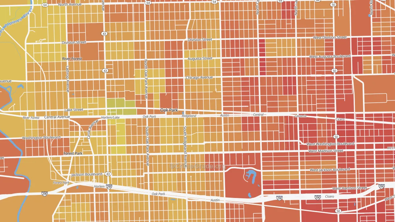 Ridgeland, Oak Park, IL Map of Murder Rates
