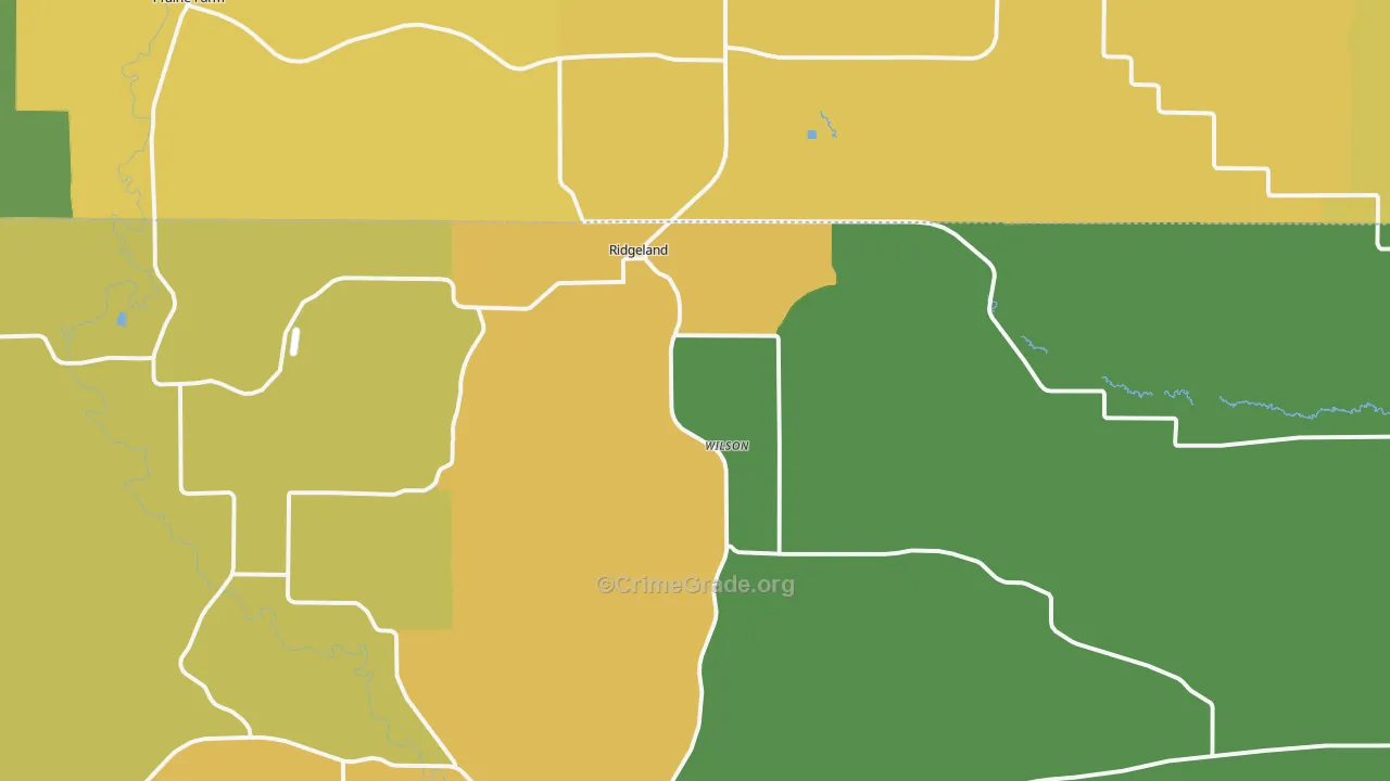 Ridgeland, WI Map of Murder Rates