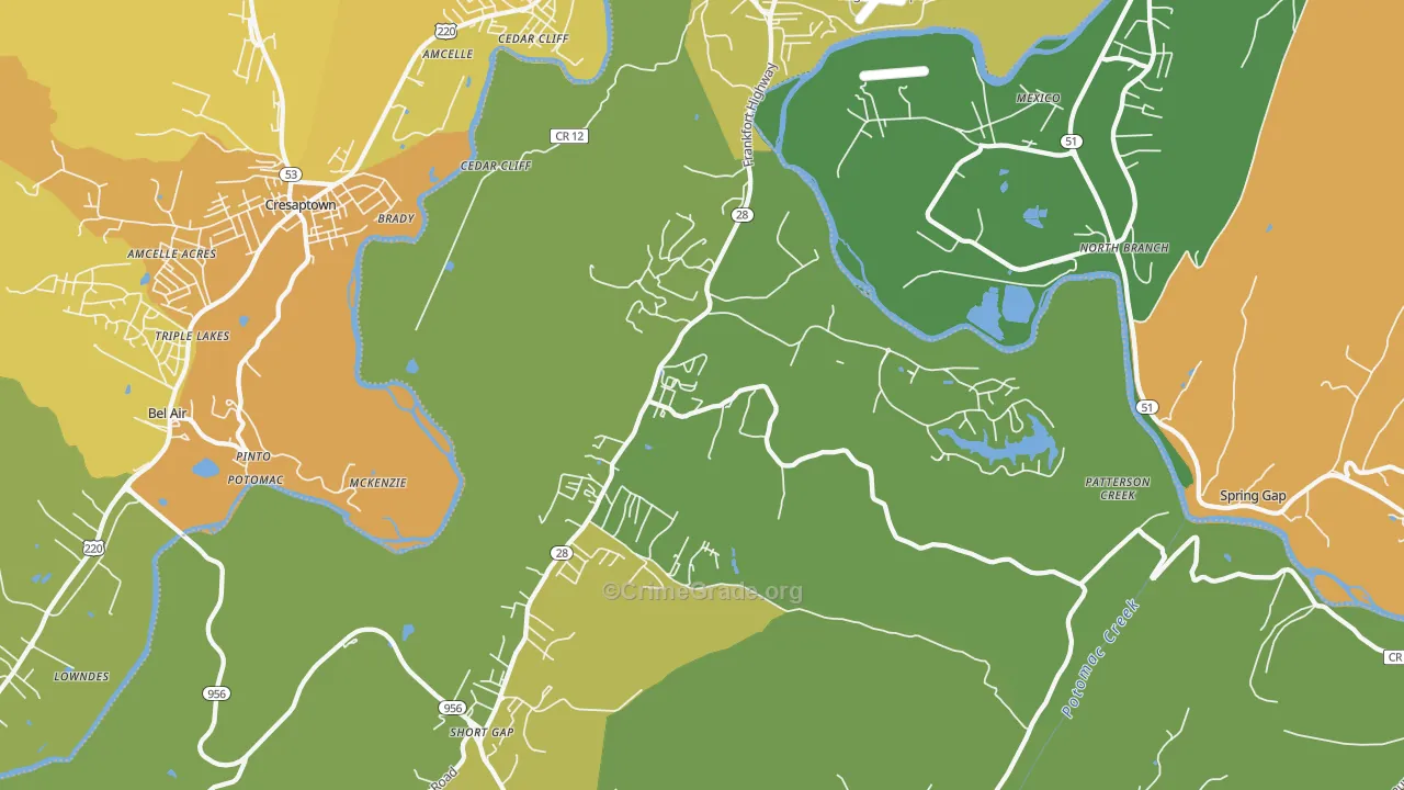 Ridgeley, WV Map of Murder Rates