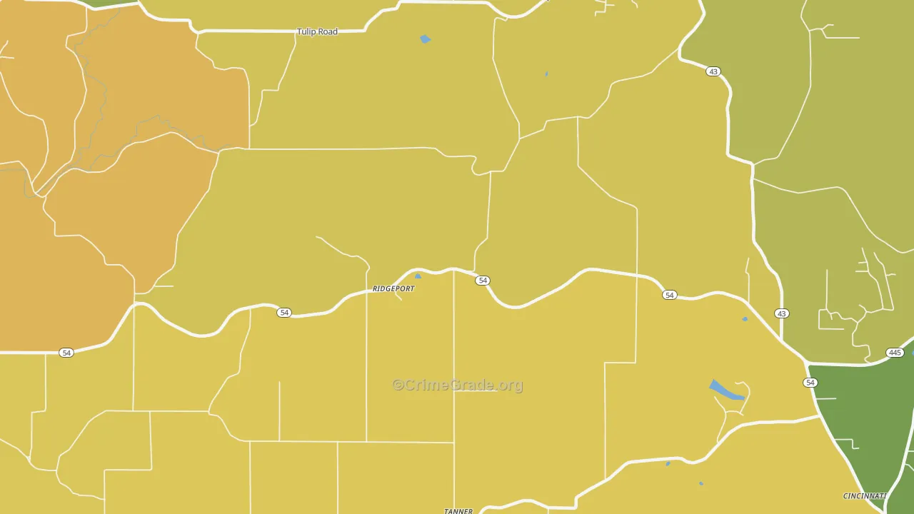 Ridgeport, IN Map of Murder Rates