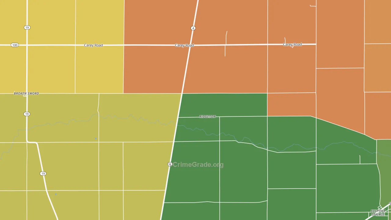 Ridgeton, OH Map of Murder Rates