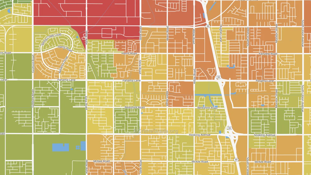 Ridgeview Estates, Bakersfield, CA Map of Murder Rates