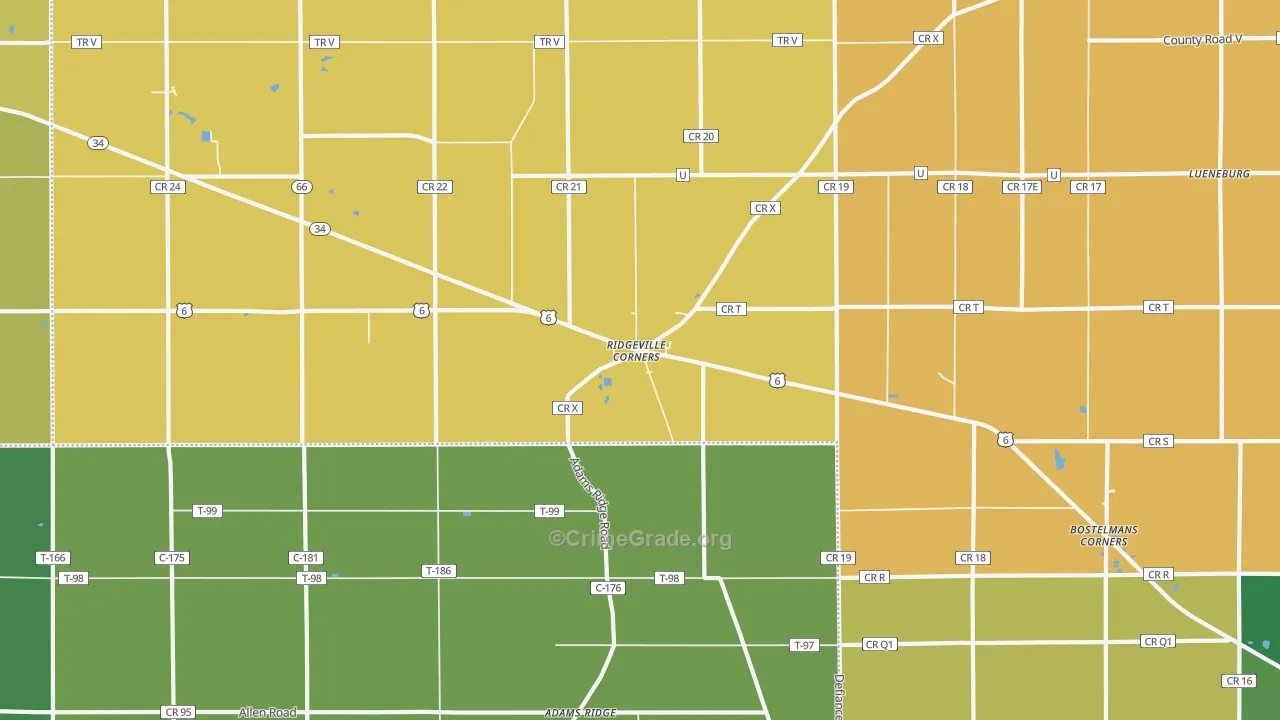Ridgeville Corners, OH Map of Murder Rates