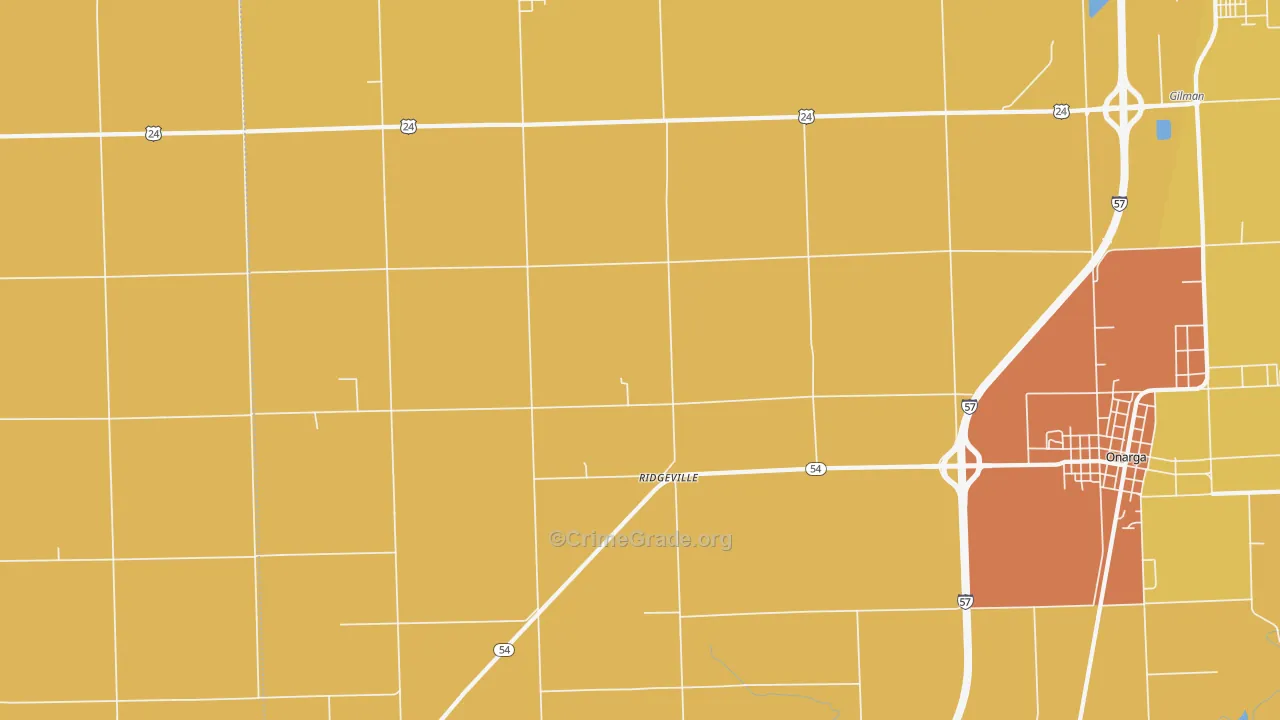 Ridgeville, IL Map of Murder Rates