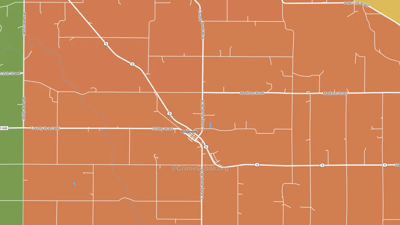 Ridgeway, IA Map of Murder Rates