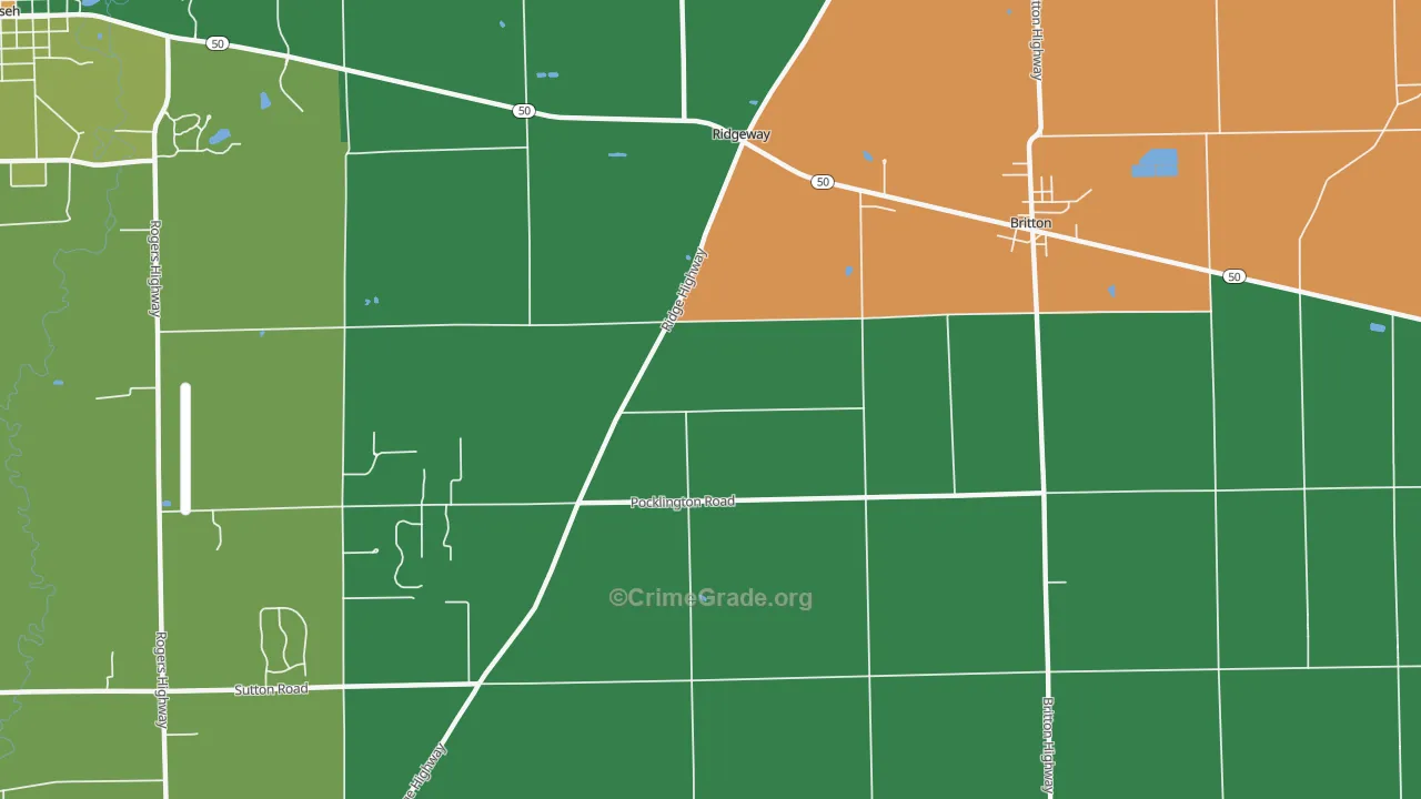 Ridgeway, MI Map of Murder Rates