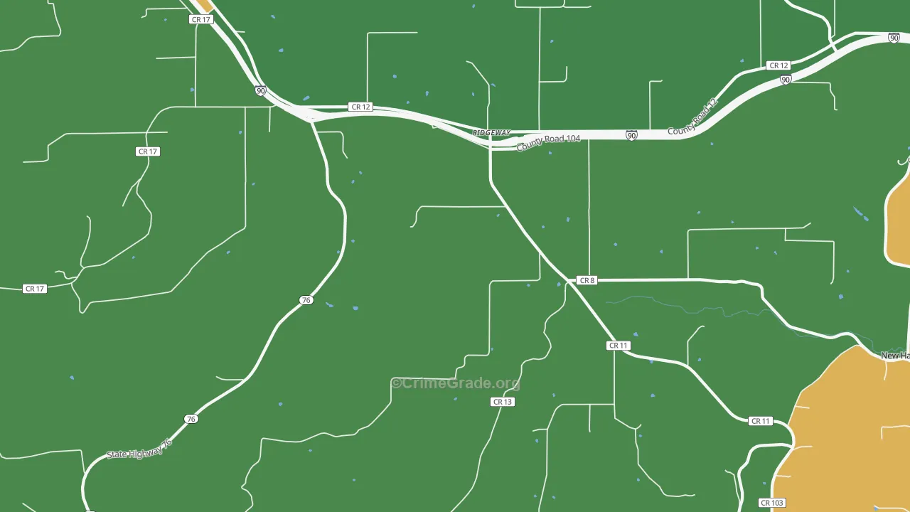 Ridgeway, MN Map of Murder Rates