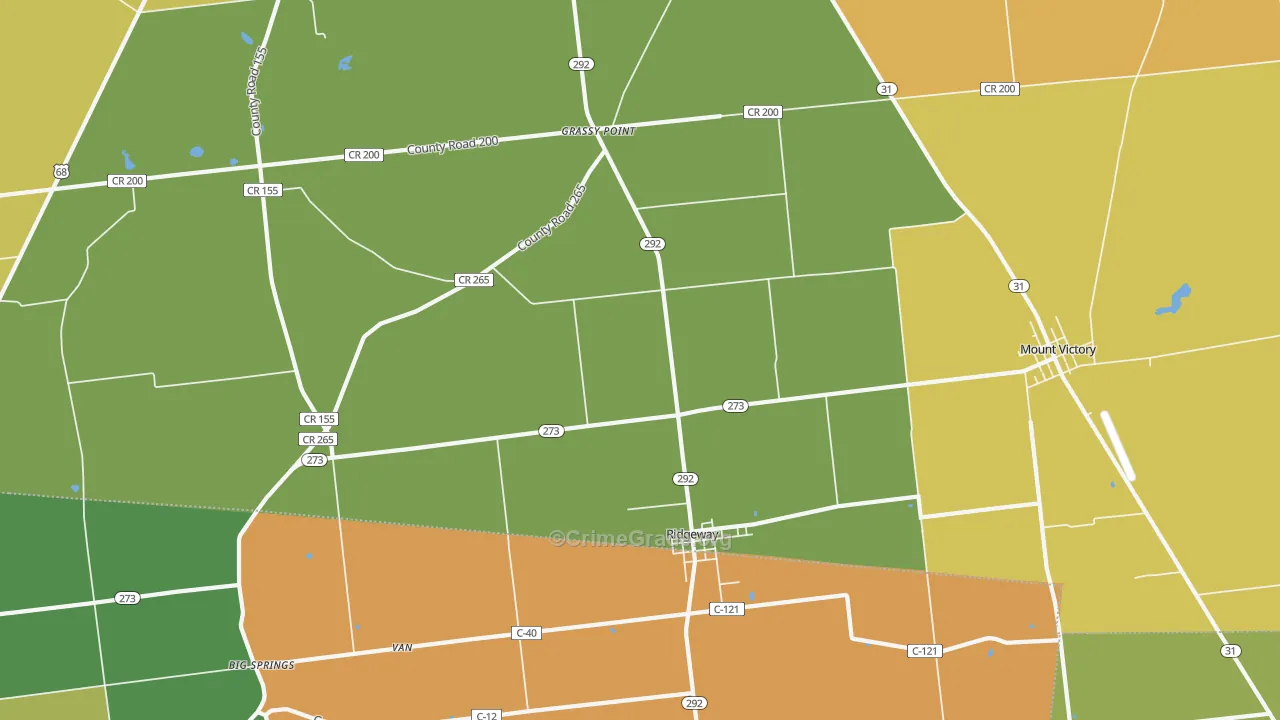 Ridgeway, OH Map of Murder Rates