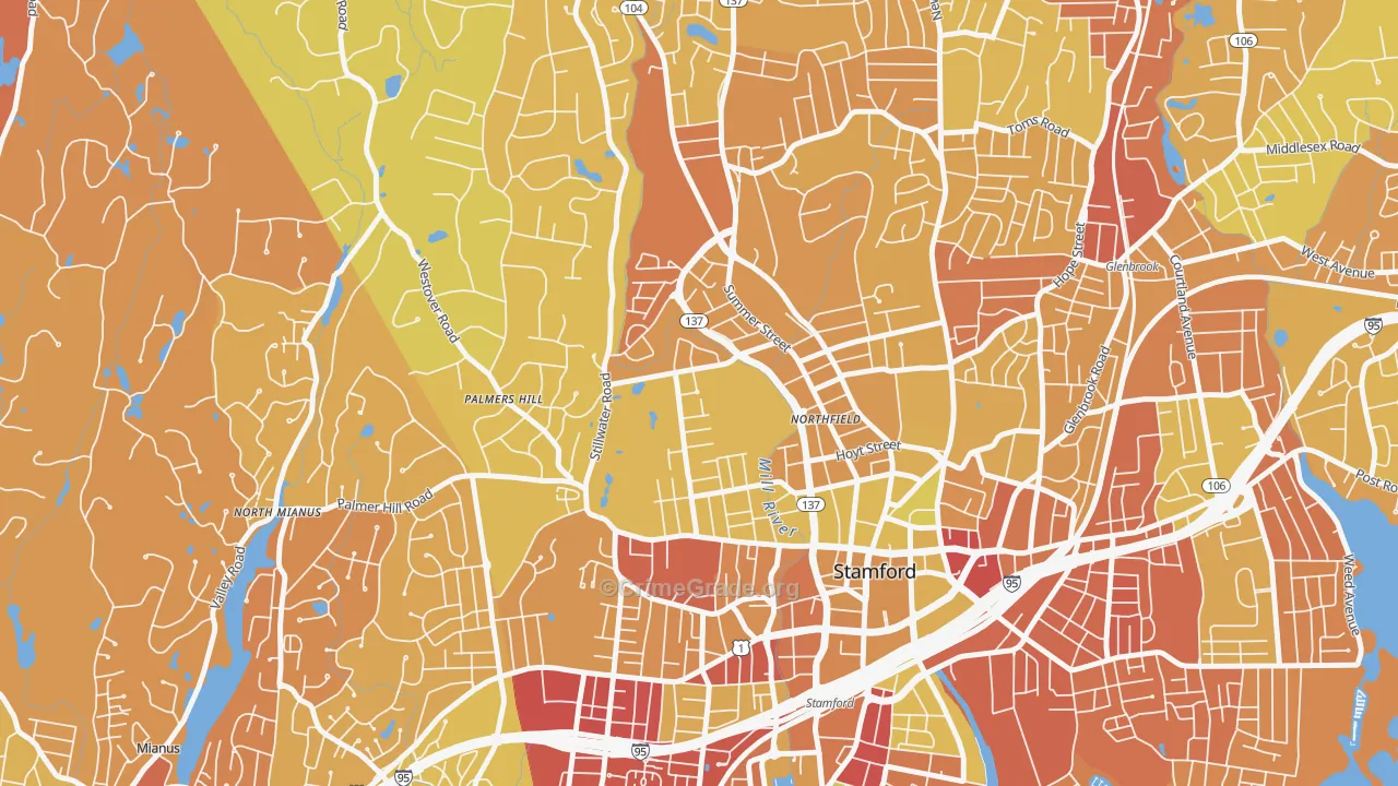 Ridgeway, Stamford, CT Map of Murder Rates