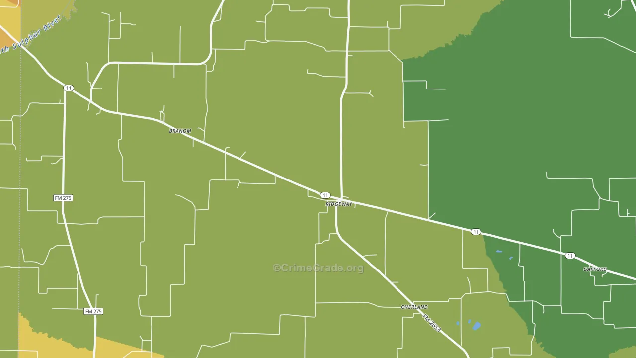 Ridgeway, TX Map of Murder Rates