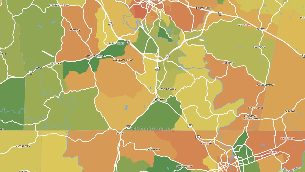 Ridgeway, VA Map of Murder Rates