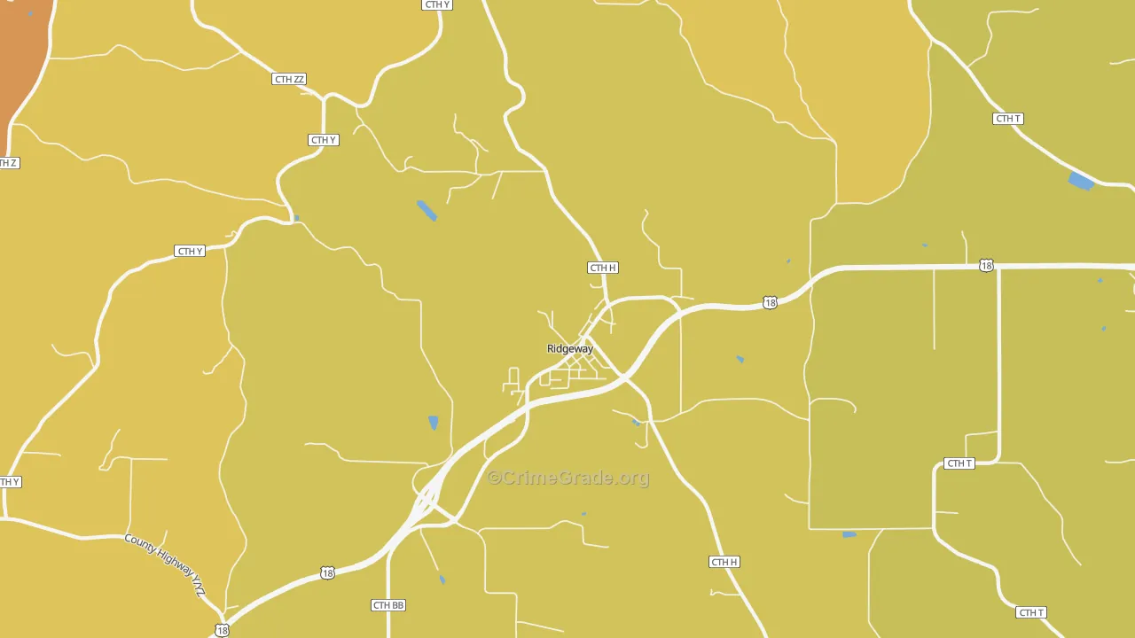 Ridgeway, WI Map of Murder Rates